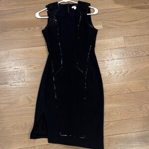 STUNNING Helmut Lang Black Sleeveless Dress w/ Patent & Suede Details - Size 0